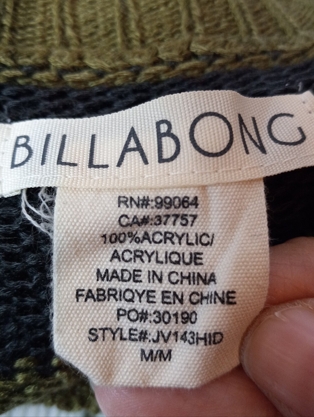 RARE Vintage Billabong Distressed Striped Black & Green Striped Grunge Sweater - Picture 6 of 9